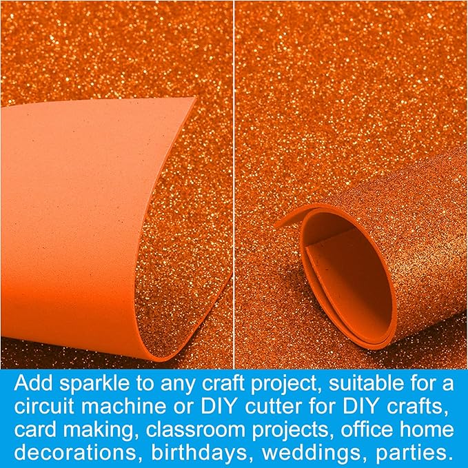 PATIKIL 2mm Thick Non Adhesive Glitter Foam Sheet 16x24inch Orange, EVA Shiny - Image 5