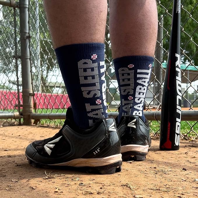 ChalkTalkSPORTS Baseball Performance Crew Socks - Boston Socks - Youth & Adult - Baseball Mid-Calf Socks