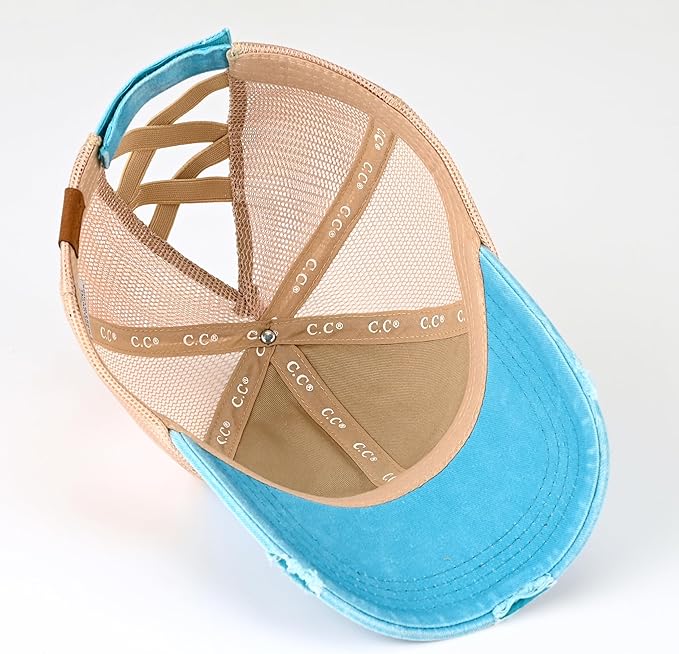 C.C Ponycap Messy High Bun Ponytail Adjustable Glitter Mesh Trucker Baseball Cap