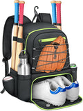 MATEIN Baseball Bat Bag for 4 Bats with Ball Pocket, Lightweight Youth Baseball Backpack with Shoe Compartment, Large Capacity Softball Equipment Bag with Fence Hook for TBall Gear, Helmet, Glove