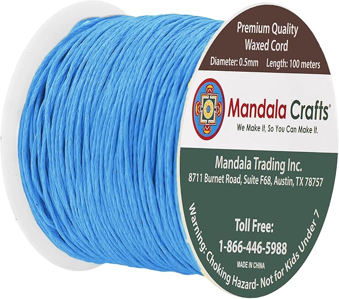 Mandala Crafts 0.5mm 109 Yards Sky Blue Cotton Waxed Cord - Image 2
