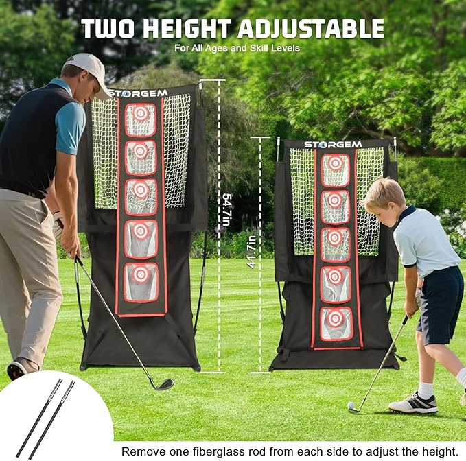 Storgem Golf Net, Golf Chipping Net,Target Training Chip Aids for Precision & Distance,with 5 Distinct Target Heights Challenge and Automatic Ball Return,Improve Your Short Game