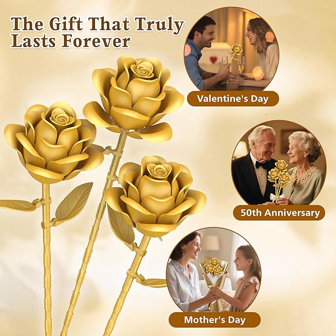 Gold Roses Flower Building Set - Image 7