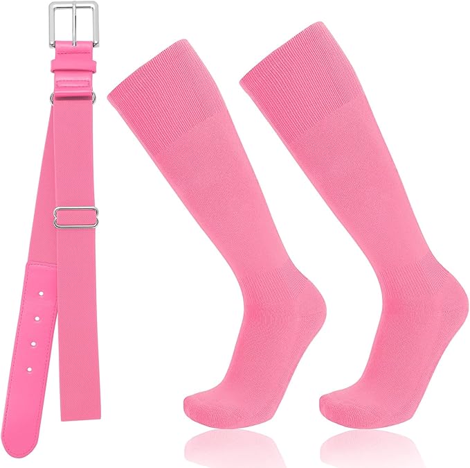 Baseball Socks and Belt Combo for Youth Adult - Softball Socks and Belt for Boys and Girls