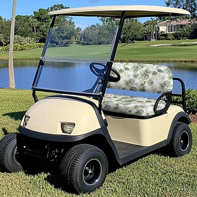 Suobstales Golf Cart Front and Rear Seat Cover Set for EZGO TXT RXV & Club Car DS 2 Passenger, Washable Bench Seat Covers Kit