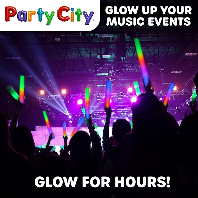 Party City 96pk LED Foam Glow Sticks 14”- Glow in the Dark Party Supplies Favors - Image 3
