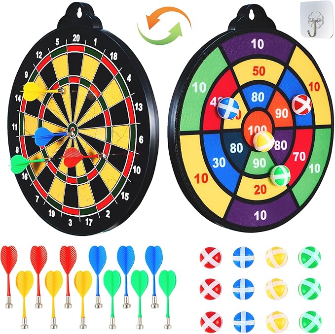 Magnetic Dart Board for Kids-12Magnetic Dart/Sticky Balls Or 2 Toy Gun+40 Foam by moopok