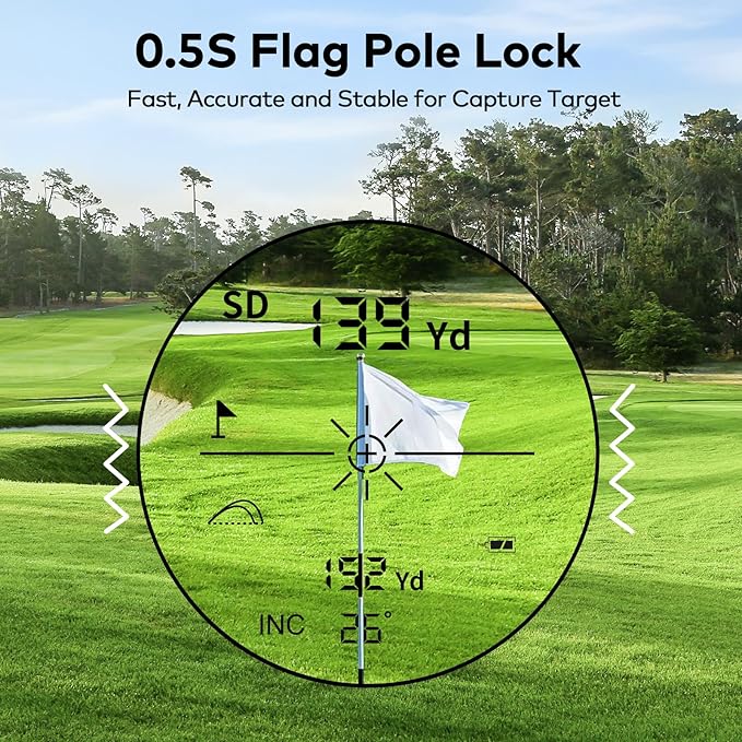 1200 Yards Range Finder Golf with Slope, 7X Magnification Range Finder, Lightweight Portable Rechargeable Rangefinder, Flag Lock Vibration, Switch for Legal, Range Finders for Golf Accessories