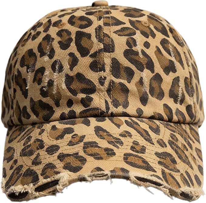 Baseball Hats for Women Men Adjustable Leopard Print Dad Trucker Hat Cotton Sun Protection Caps Sports Golf Medium