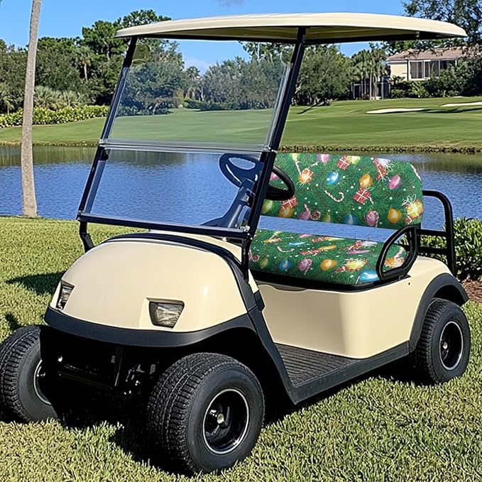 Yewatlles Purple Retro Halloween Bats Golf Cart Seat Cover Set Fashion Printed for Club Car Small Breathable Bench Seat Covers, Washable Polyester Cloth Without Logo