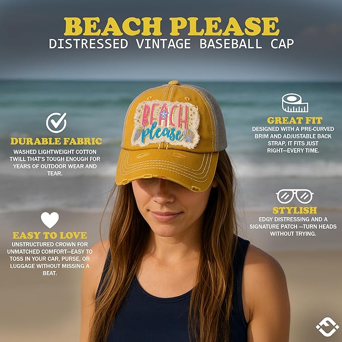 Funky Junque Distressed Vintage Baseball Cap - Embroidered Patch Women's Hat - Holiday, Lifestyle & Patriotic Designs