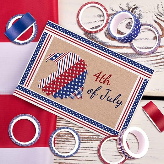 Whaline 12 Rolls 4th of July Washi Tape Patriotic Stars Stripes Washi Masking - Image 6
