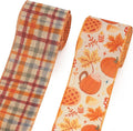 2 Rolls Fall Pumpkins Ribbons for Bows, Thanksgiving Wired Edge Ribbon Autumn by Estivaux