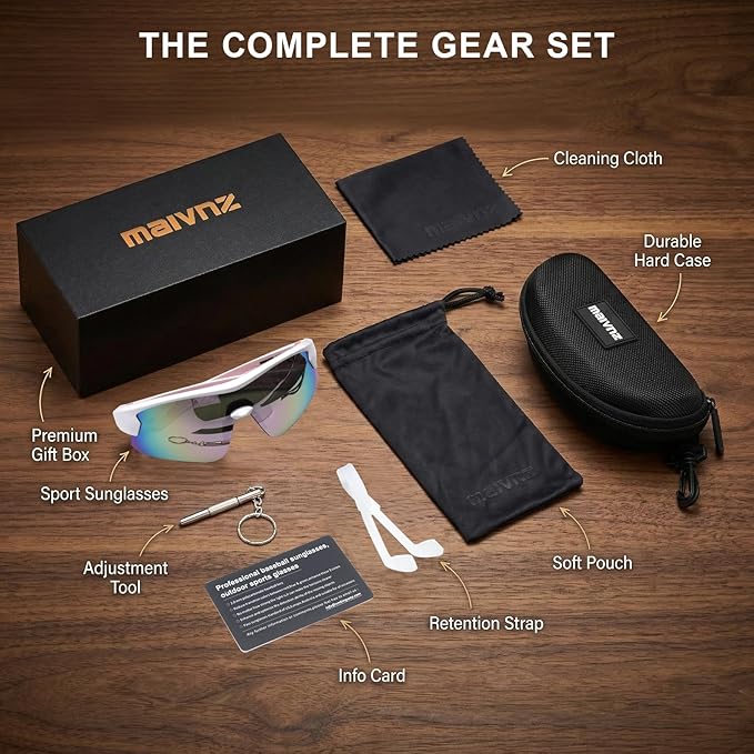 maivnz Youth Baseball Sunglasses for Boys and Girls Ages 6-12, Kids Sports Glasses for Softball Cycling, Helmet Compatible