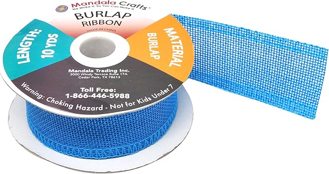 Mandala Crafts Sky Blue Burlap Ribbon 1.5 Inches Wide Jute Ribbons - Image 4