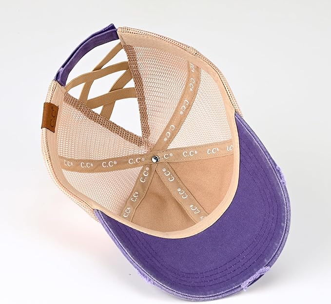 C.C Ponycap Messy High Bun Ponytail Adjustable Glitter Mesh Trucker Baseball Cap