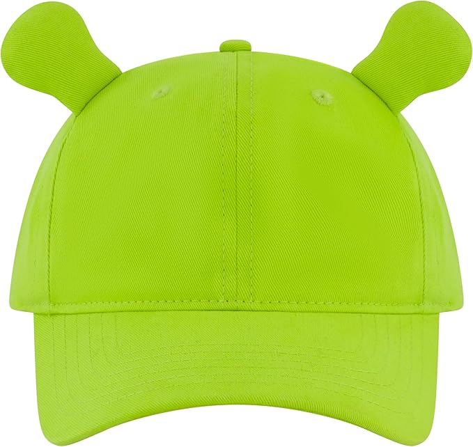 Shrek Baseball Cap, Adult Cotton Dad Hat with Curved Brim and 3D Ears, Green, One Size