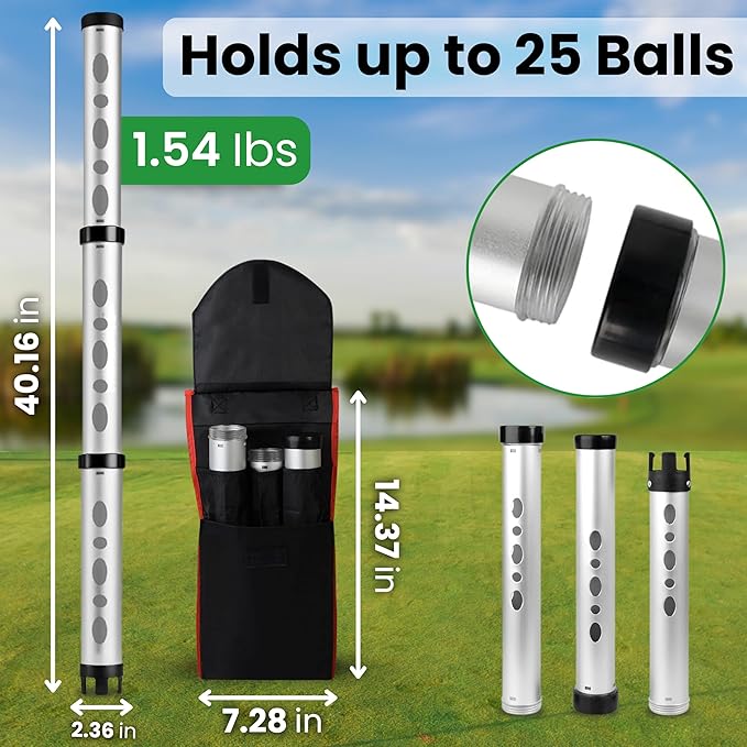 Premium Golf Ball Retriever Telescopic Golf tees Golf Accessories Golf Gifts Golf Ball Cleaner Golf Ball Stamp Ball Bag Golf Ball Holder disc Golf Retriever Practice Golf Balls