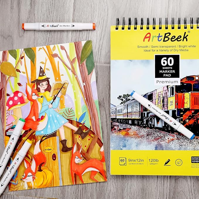 ArtBeek Marker Paper Pad, 60 Sheets Marker Sketchbook Bleedproof, Art Paper - Image 7