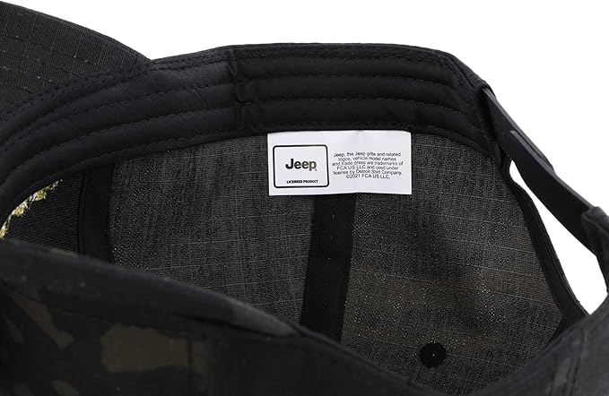 Jeep Officially Licensed Black Camo Hat | Structured Snapback Cap for Men | Ripstop Fabric