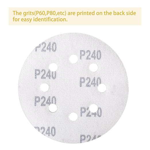 150PCS 240 Grit Gold Sanding Discs, 5-Inch 8-Hole Sandpaper - Image 5