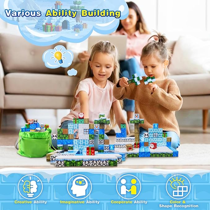 Aleath 100PCS Magnetic Building Blocks-for Kids, Chirstmas Build Magnet World - Image 5