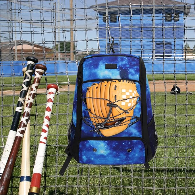 MATEIN Baseball Backpack, Softball Bat Bag with Shoes Compartment for Youth, Boys and Adult, Lightweight Baseball Bag with Fence Hook Hold TBall Bat, Batting Mitten, Helmet, Caps, Teeball Gear