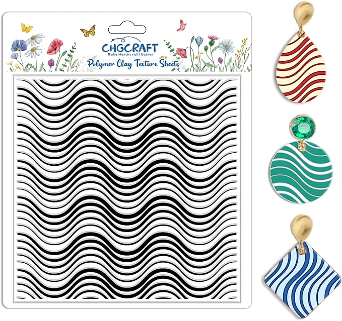 CHGCRAFT Wavy Lines Pattern Polymer Clay Texture Sheet Modern Gradient Art by chgcraft