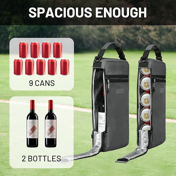 MIER Golf Bag Cooler Insulated Soft Cooler Bag Golf Accessories for Men 9 Cans Portable Beer Cooler Sleeve for Picnic Beach Outdoor Activities