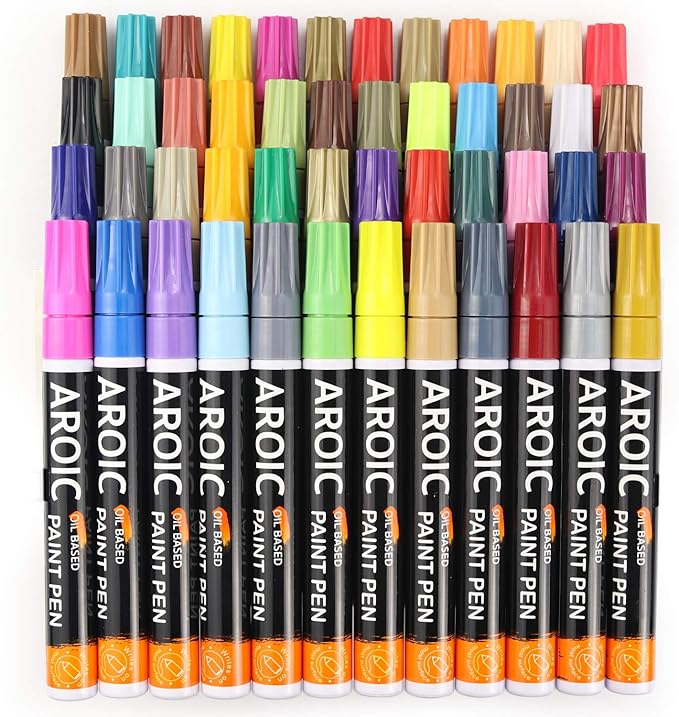 AROIC 48 Pack Oil-Based Paint Markers Medium Tip - Image 4