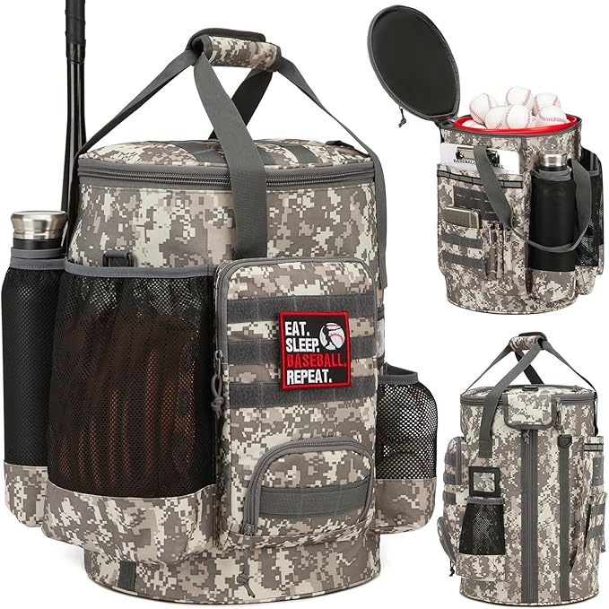 Baseball Bucket Bag Baseball Coaching Accessories Organizer Softball Bucket Bag with Anti-Slip Bottom & Multiple Pockets for Bat, Gloves, Scoreboards