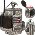 Baseball Bucket Bag Baseball Coaching Accessories Organizer Softball Bucket Bag with Anti-Slip Bottom & Multiple Pockets for Bat, Gloves, Scoreboards
