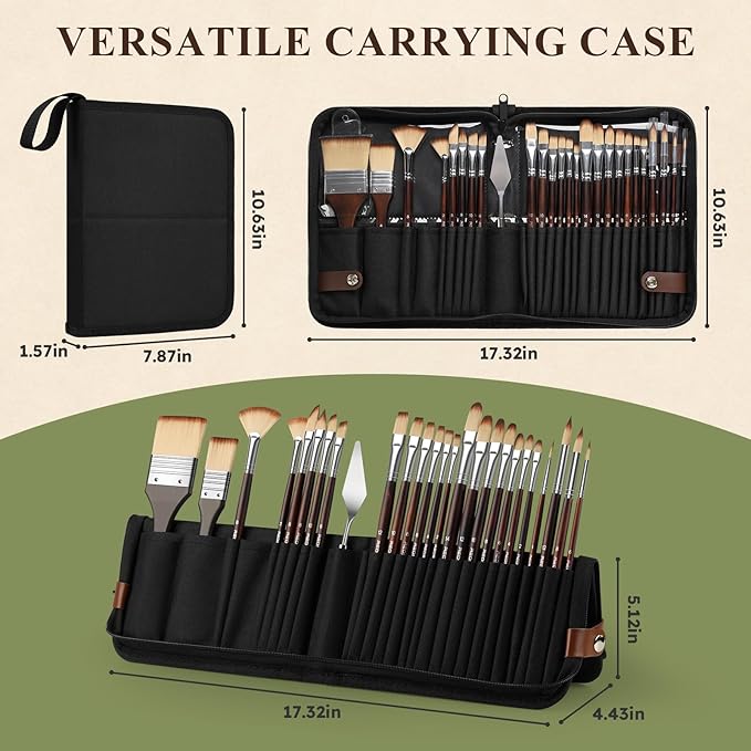 REDSHELL 26pcs Paint Brush Set, Travel Watercolor Acrylic Paint Brushes - Image 5