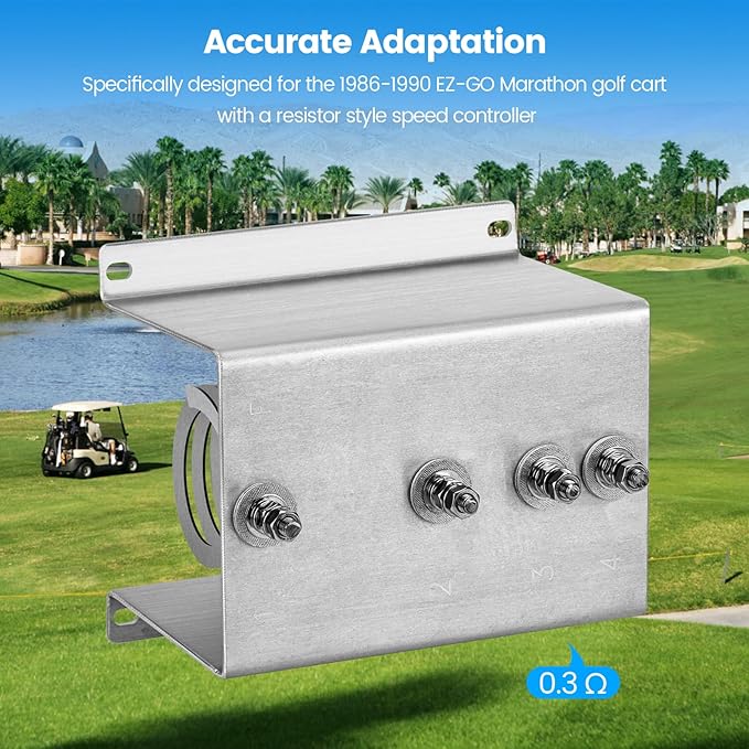 Golf Cart Edge Resistor Assembly to Replace Old Original of 28197G01 IPC, Designed for 1986-1990 EZ-GO Marathon Golf Cart with a Resistor Style Speed Controller, 0.3Ω Speed Controllers