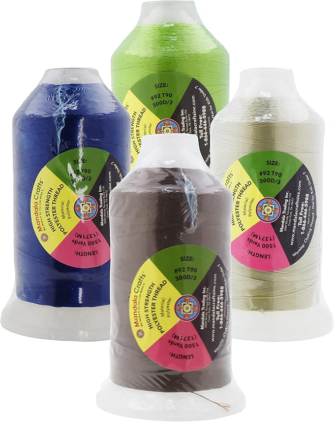 Mandala Crafts Khaki Royal Blue Beige Lime Green Heavy Duty Thread - Image 3