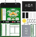 Magnetic Baseball Lineup Board, Collapsible Professional Softball & Baseball Lineup Board for Dugout, Baseball Clipboard for Coaches with 40 Magnetic Lineup Cards and High-End Markers (Leather Cover)