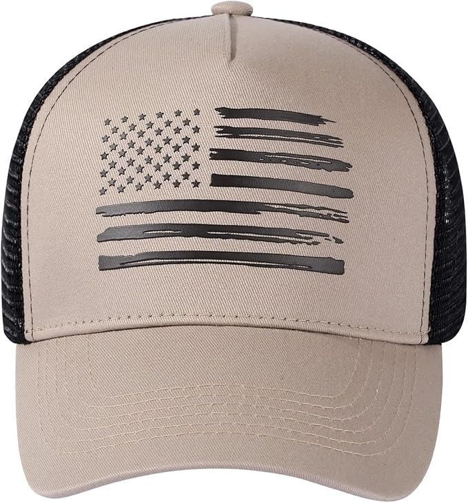Baseball Cap, American Flag Trucker Hat for Men Women, Breathable Adjustable Fit Outdoor Mesh Snapback Hats