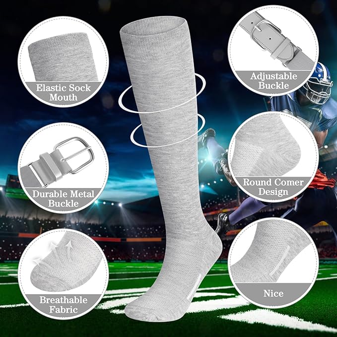 Haysandy Baseball or Softball Sock and Belt Combo Set 3 Football Baseball Socks with Softball Belt for Youth Boys Kids