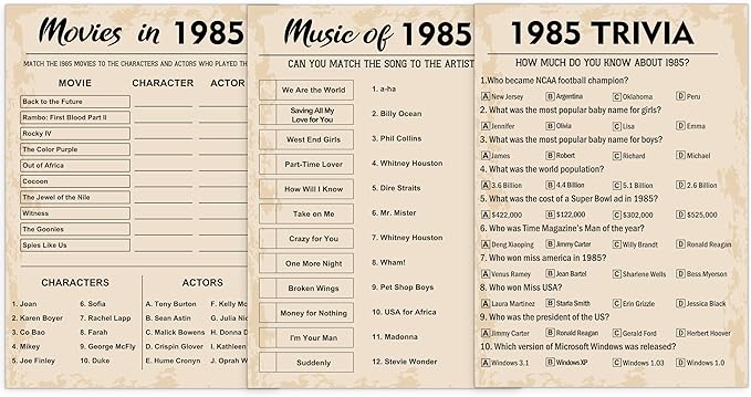 40th Birthday Party Games, Born in 1985 Games Bundle, Birthday Party Supplies by QUPT