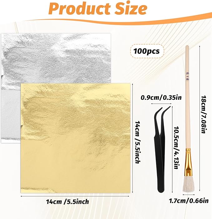 100 Pcs 5.5" X 5.5" Gold Leaf Sheets - Image 2