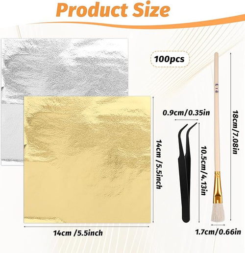 100 Pcs 5.5" X 5.5" Gold Leaf Sheets - Image 2