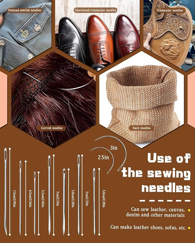 DIUDUS 218 Yards Waxed Leather Thread, Upholstery Thread Heavy Duty, Sewing Kit - Image 4