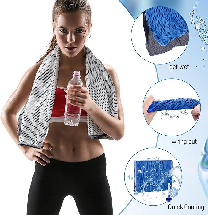 BBTO 100 Pack Cooling Towel - Microfiber Cold Sports Sweat Rags Neck & Face Breathable Ice Chilly Towel for Gym Yoga Golf Workout Beach Accessories