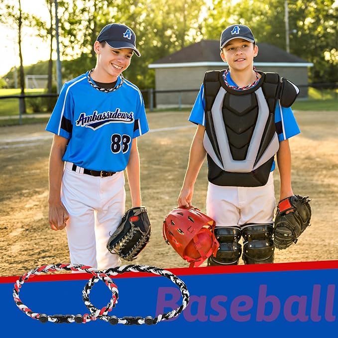 Junkin Baseball Necklaces Three Braided Rope Titanium Necklace for Fans Team Gifts Boys Men Player Softball Sports