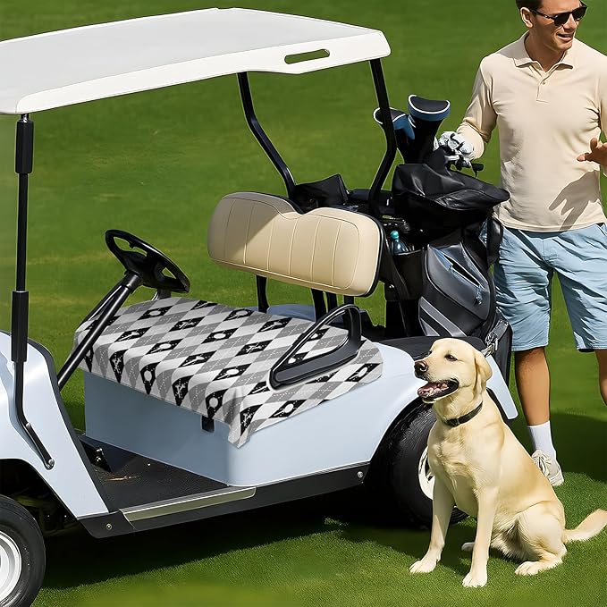 Golf Cart Seat Covers Club Car Golf Cart Accessories for Men Women Golf Carts Seat Towel Blanket 2-Seat Golf Cart Decorations
