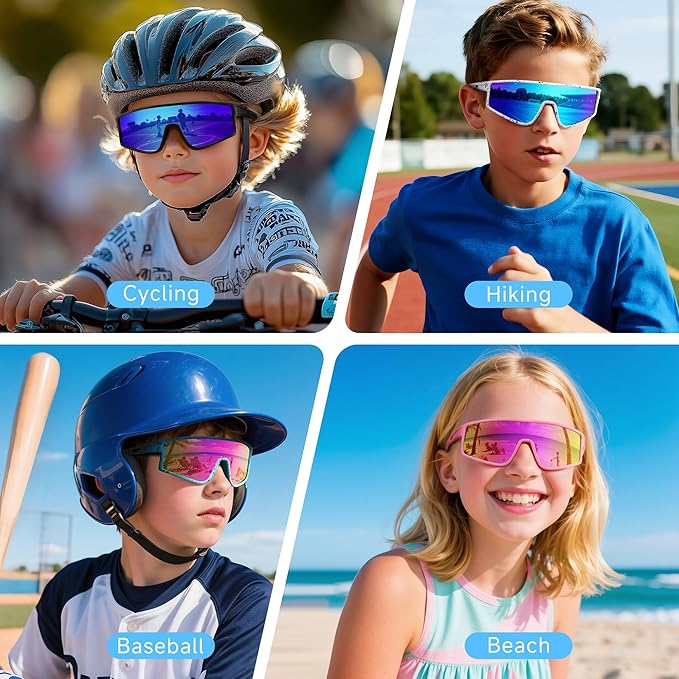3 Pack Kids Sunglasses Youth Baseball Polarized Sun Glasses Sports Cycling Running for Boys Girls UV Protection