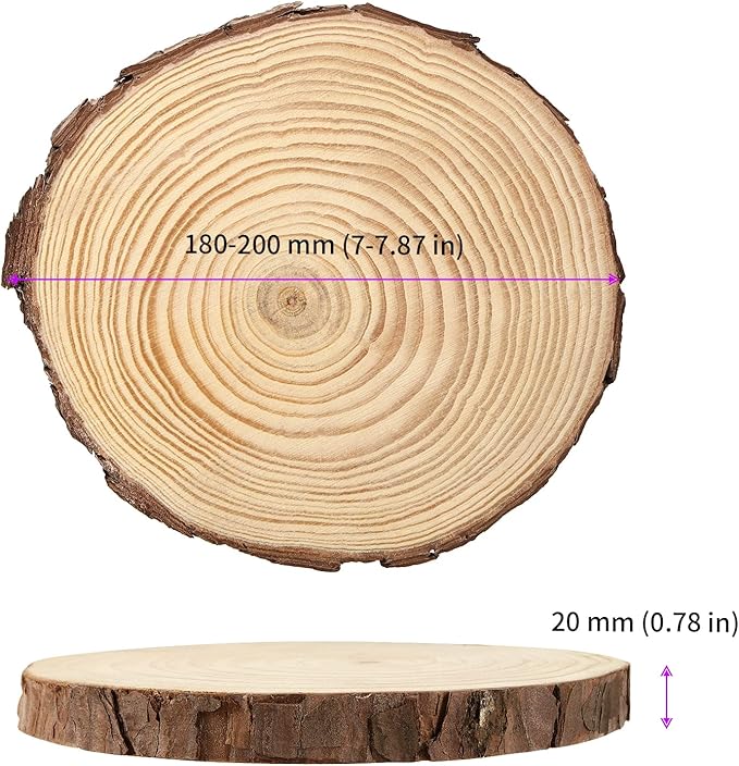 JEUIHAU 8 PCS 7-7.9 Inches Natural Unfinished Wood Slices, Round Wooden Tree - Image 2
