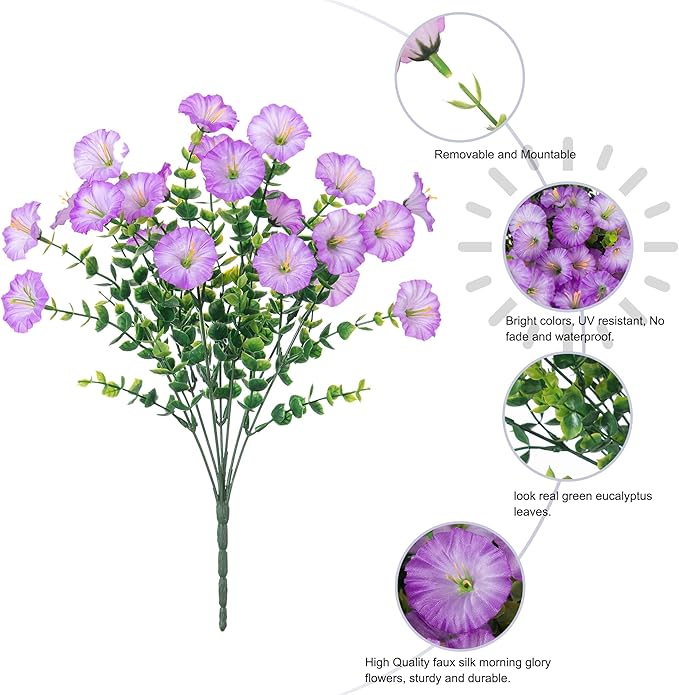Artificial Flowers Fake Plants for Outdoors Decoration, 12 Bundles Purple Silk - Image 7