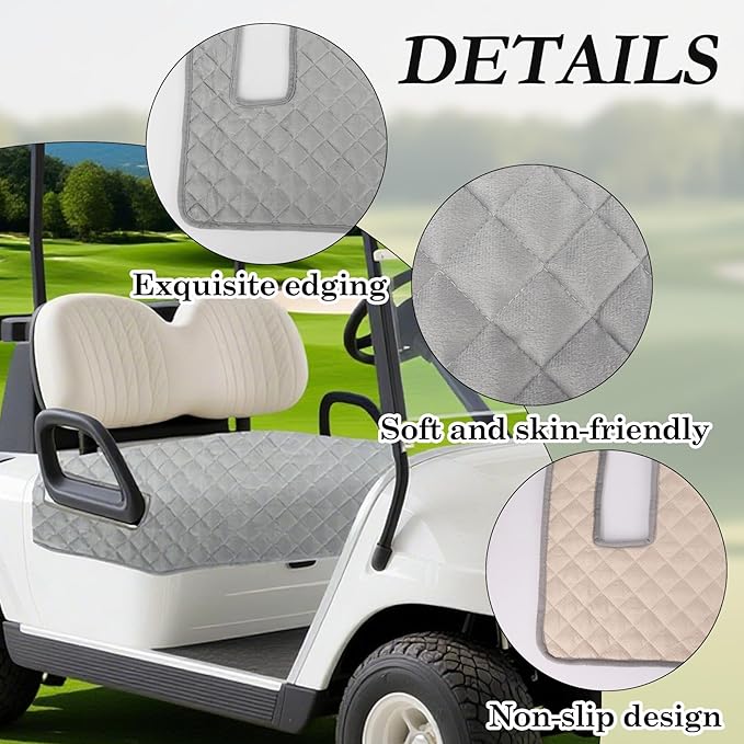 Klmnop Golf Cart Seat Covers, Golf Cart Seat Towel Blanket, Short Plush Surface Non-Slip Bottom Fits for EZGO, Yamaha, Club Car and More 2-Seat Golf Carts