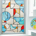 3D Stained Glass Window Privacy Film, Heat Control UV Blocking Static Cling by OHTMERU